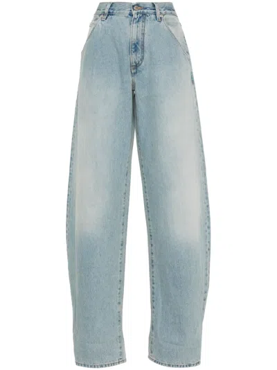 Darkpark Khris Rigid Natural-rise Cuffed Barrel-leg Jeans In Blue