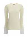Darkpark Nora Jumper With Buttoned Shirt Cuffs In Neutral