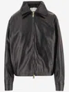 Darkpark Mabel Bomber Jacket With Double Leather Collar In Brown