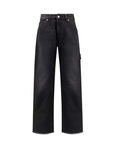 Darkpark Relaxed Fit Denim Trousers With Fringed Hem In Black
