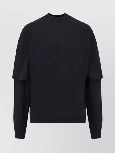 Darkpark Layered Cotton Crew Neck T-shirt In Black