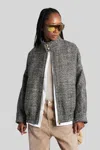 Darkpark Herringbone-pattern Bomber Jacket In Gray