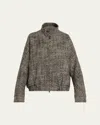 Darkpark Lee Oversized Herringbone Bomber Jacket In Nut/black