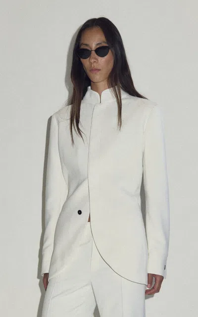Darkpark Leila High Neck Blazer In Blue