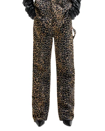 Darkpark Leopard Print High Rise Loose Jeans In Leopard In Multi
