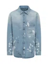 Darkpark Light Blue Regular Printed Shirt In Blue
