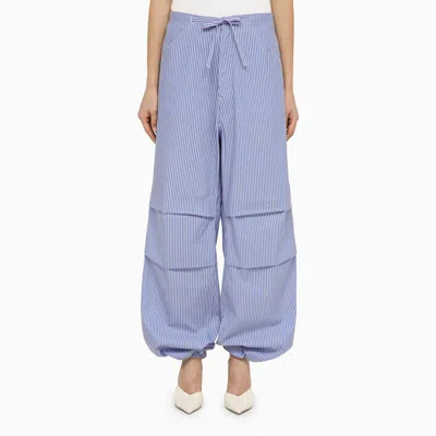 Darkpark Daisy Striped Wide-leg Cotton Trousers In Light Blue