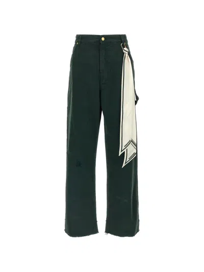 Darkpark Lisa Trousers Belt Loops Back Pocket Hem In Green