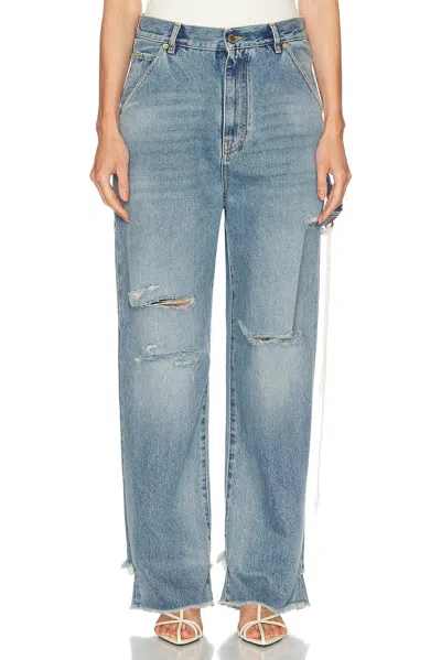 DARKPARK LISA CHAIN ADORNED LOOSE FIT CARPENTER STRAIGHT LEG JEANS