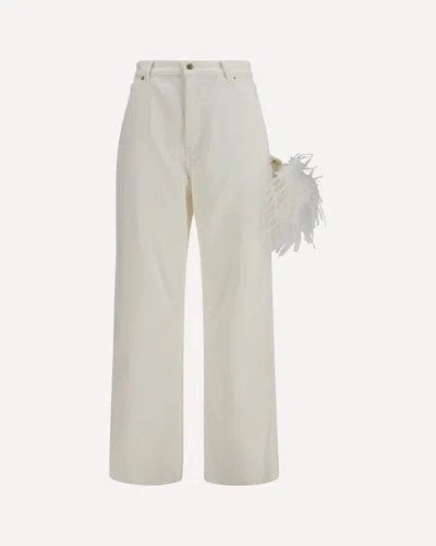 Darkpark Lisa Feather Chain Corduroy Pants In White