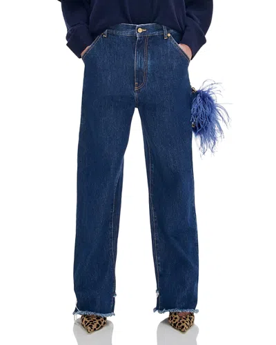 Darkpark Lisa Feather Chain Loose Fit Carpenter Jeans In Tokyo Midnight In Blue