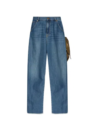 Darkpark Lisa Loose Fit Jeans In Blue Denim Cotton With Fourlard