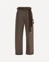 Darkpark Lisa Fur Belt Adorned Loose Fit Carpenter Pants In Brown