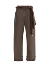 Darkpark Lisa Fur Belt Adorned Loose Fit Carpenter Pants In Brown