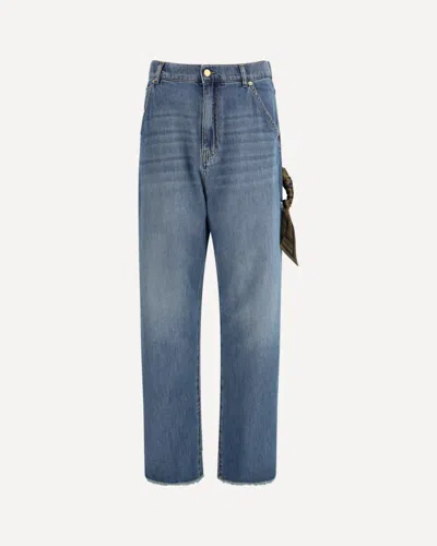 Darkpark Scarf-detail Belt-loop Jeans In Blue