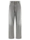 Darkpark Frayed Hem Contrast Detail Trousers In Gray