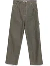 Darkpark Khaki Lisa Chain Adorned Loose Fit Carpenter Jeans In Green