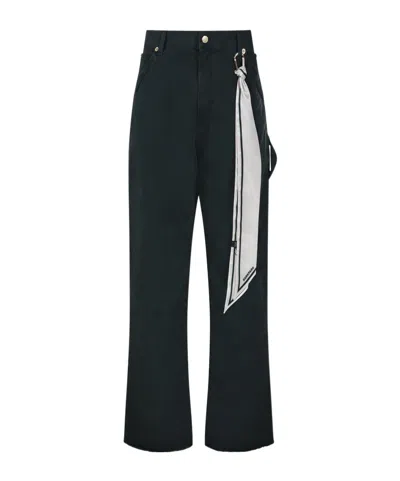 Darkpark Lisa Scarf-detailed Distressed Pants In Black
