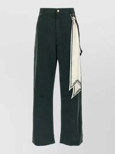 Darkpark Lisa Trousers Belt Loops Back Pocket Hem In Green