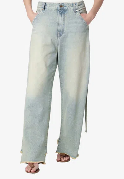 Darkpark Lisa Washed Denim Cargo Pants In Blue