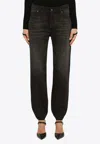 Darkpark Boyfriend Jeans With Ankle Ties And Faded Effect In Brown
