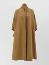 Darkpark Long Coat With High Collar And Raglan Sleeves In Brown
