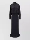 Darkpark Long Dress With Satin And Wool Blend In Black