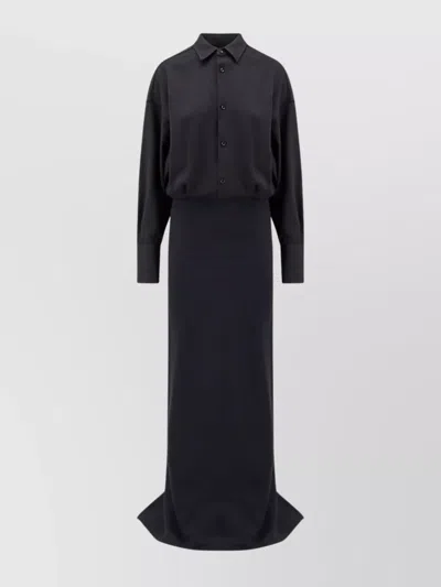 DARKPARK LONG DRESS WITH SATIN AND WOOL BLEND
