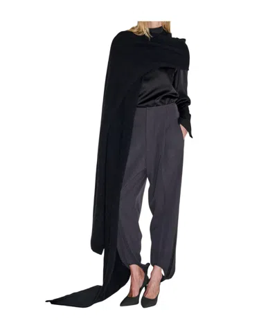 Darkpark Long Knit Hole Scarf In Black