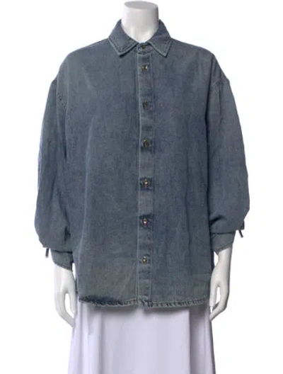 Pre-owned Darkpark Long Sleeve Button-up Top In Blue