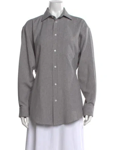 Pre-owned Darkpark Long Sleeve Button-up Top In Grey