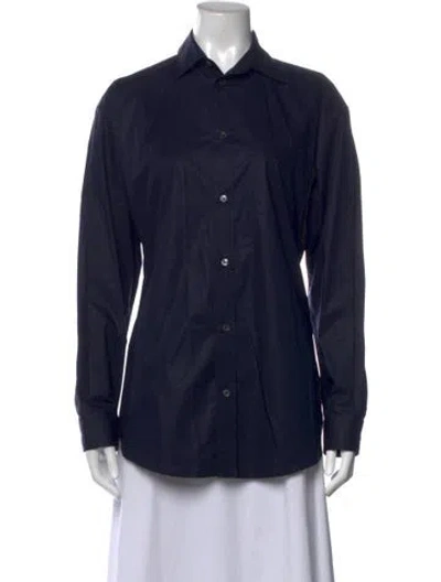 Pre-owned Darkpark Long Sleeve Button-up Top W/ Tags In Blue
