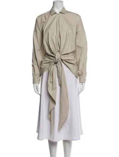 Pre-owned Darkpark Long Sleeve Button-up Top W/ Tags In Neutrals