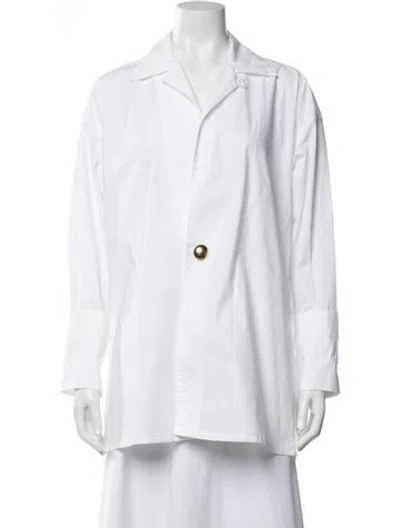 Pre-owned Darkpark Long Sleeve Button-up Top In White