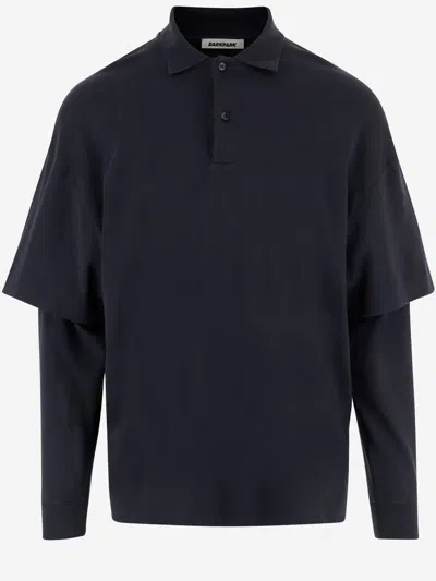 Darkpark Long-sleeved Layered Polo Shirt In Blue