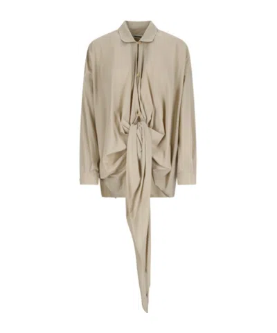 Darkpark Romy Tie-fastening Draped Shirt In Neutral