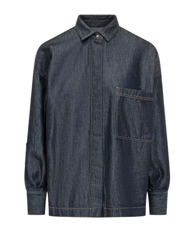 Darkpark Long-sleeved Straight-hem Denim Shirt In Black