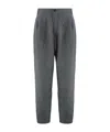 Darkpark Relaxed Fit Wool Trousers With Pleated Front In Gray