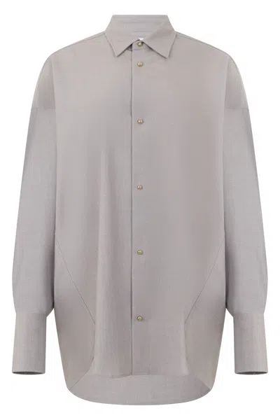 Darkpark Loose Long-sleeved Shirt - Casual Elegance In Gray