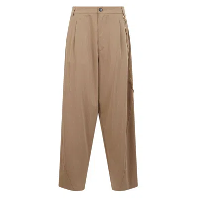 Darkpark Low-waisted Pleated Pants In Gold