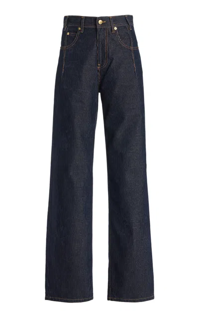 Darkpark Lu Metallic-corduroy Straight-leg Jeans In Blue