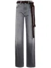 Darkpark Straight Leg Denim Fur Belt In Gray