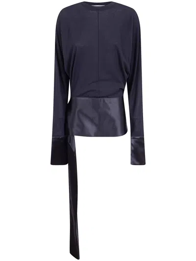 Darkpark 'luna' Jersey Top With Dropped Satin Details In Black