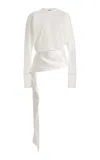 Darkpark Luna Satin-detailed Cotton Jersey Top In White