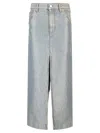 Darkpark Lurex Denim Skirt With Vintage Effect In Light Blue
