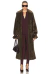 Darkpark Madison Faux Fur Trench Coat In Green