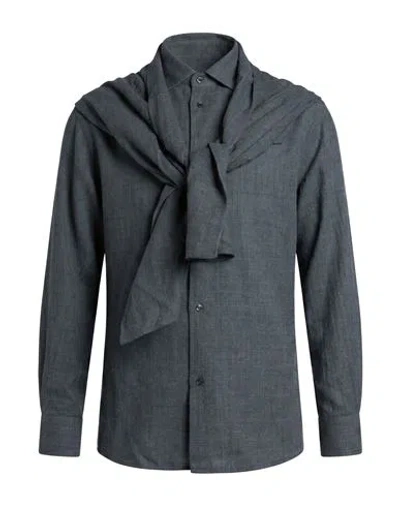Darkpark Man Shirt Charcoal Size S Virgin Wool In Gray