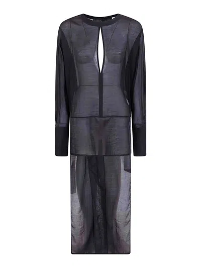 Darkpark Marine Keyhole Neckline Voile Shirt In Black