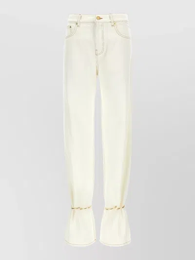 Darkpark Marion Straight Jeans Belt Loops Pockets Contrast In White