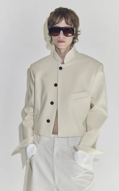 Darkpark Maxime Double-sleeved Cropped Blazer In White